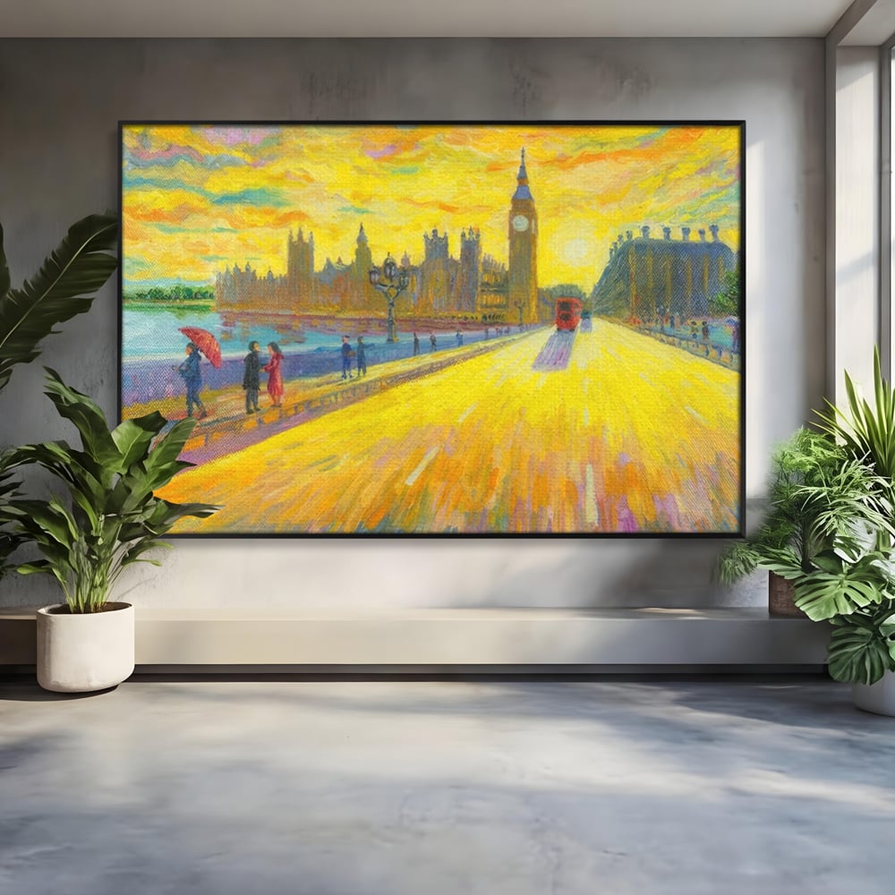 Tablou canvas cu tablou canvas cu londra si big ben, in rama de aluminiu negru